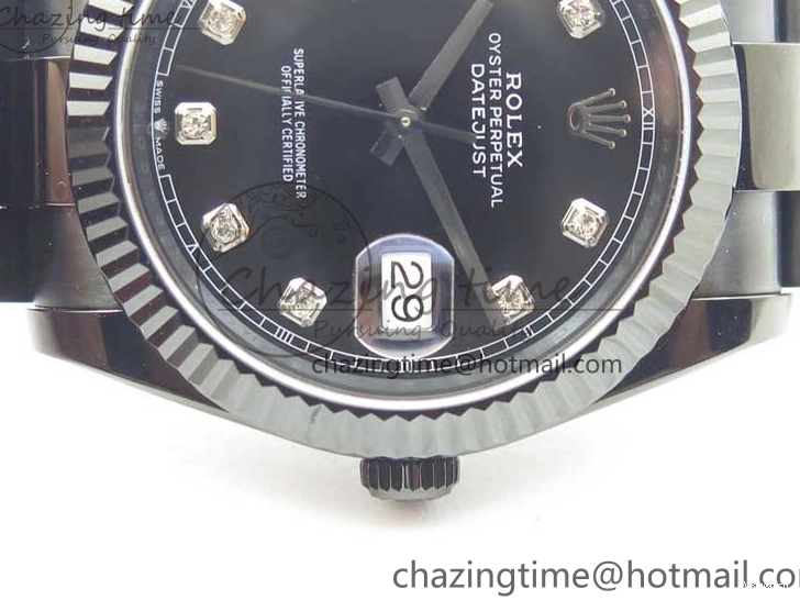 All Markers A3235 on Oyster Bracelet 41 Black Dial Black PVD Best Edition VRF Diamonds DateJust PVD 0128